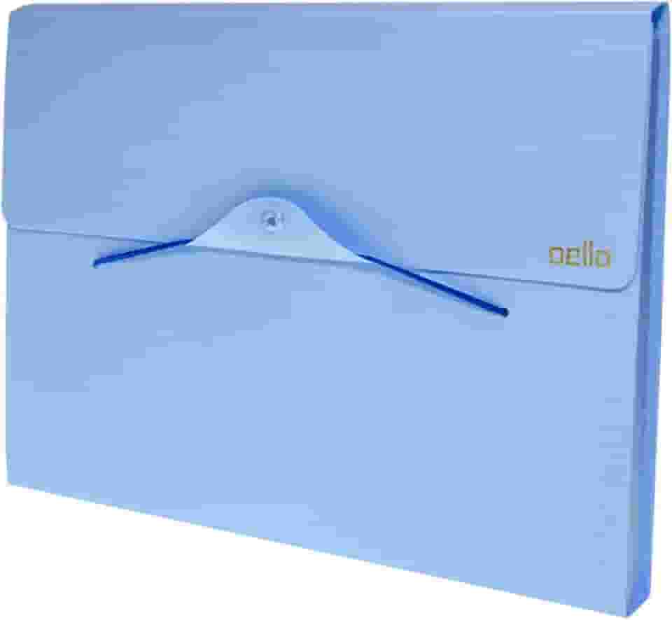 Pasta Sanfonada Plastica A4 12div.Linho Serena Az.Paste - 01 Unidade, Dello, 6096BP.0012, Azul