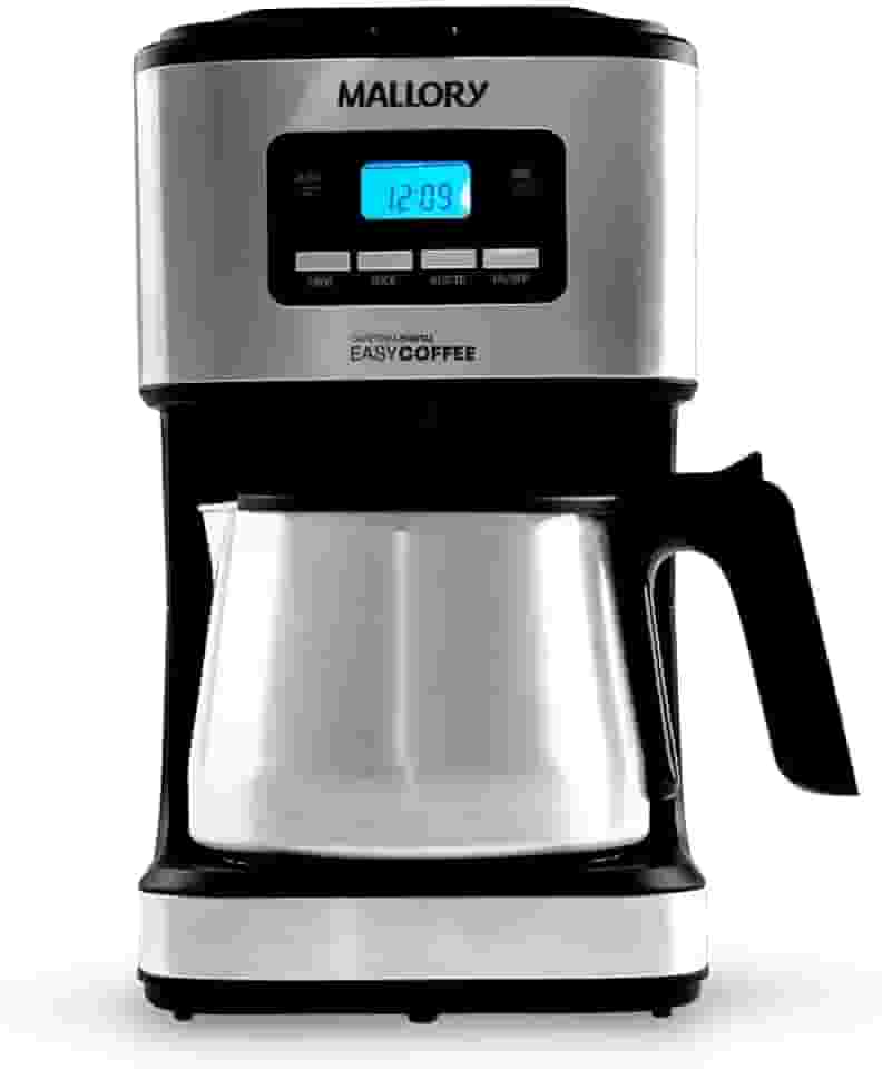 Cafeteira Elétrica Mallory Easy Coffee – Programável, Jarra Inox, 32 Xícaras, Filtro Reutilizável - 127V