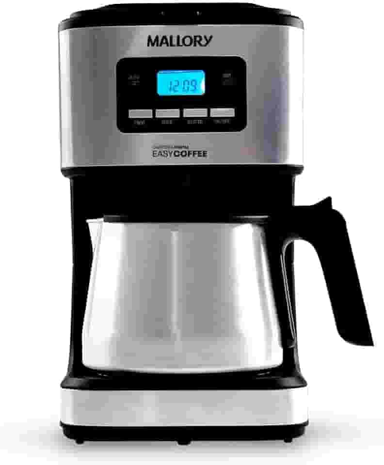 Cafeteira Elétrica Mallory Easy Coffee – Programável, Jarra Inox, 32 Xícaras, Filtro Reutilizável - 127V
