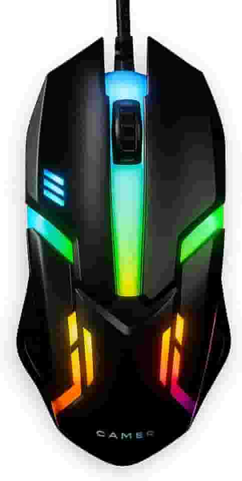 Mouse Gamer com Fio, USB-RGB, 4 Botões, 800-1600 DPI, Iluminação LED Colorida, Design Ergonômico e Leve – Compatível com Windows, Mac OS, Linux Plug and Play