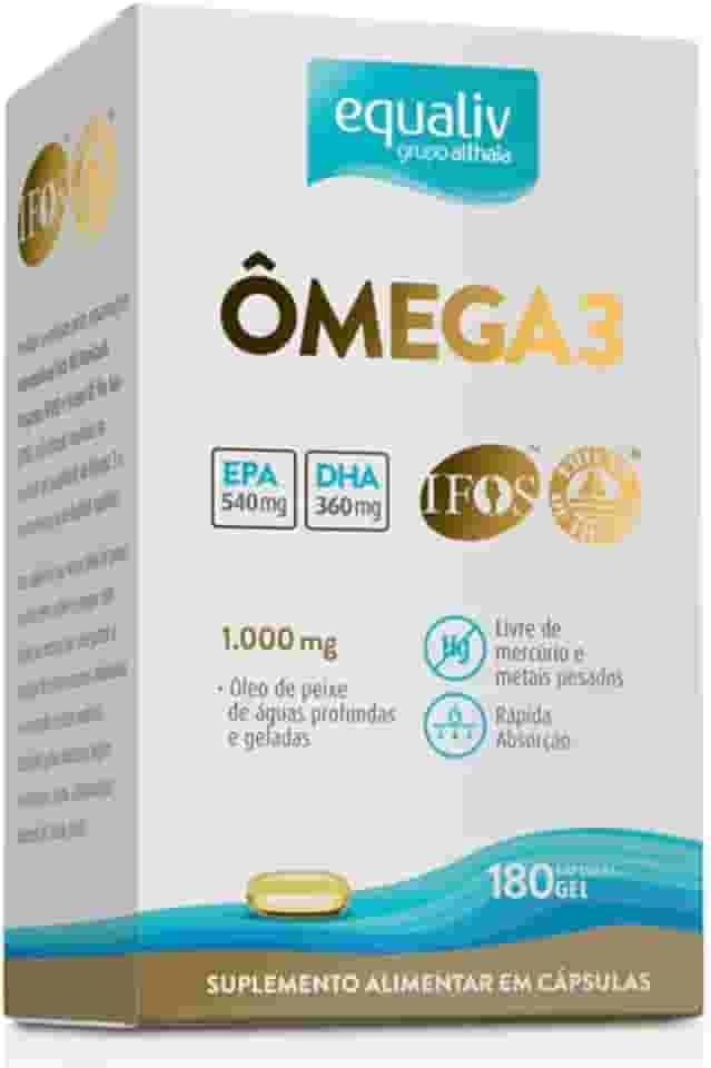 Omega 3 óleo de peixe, 180 cápsulas gel, Equaliv