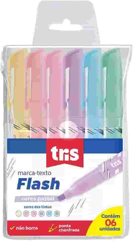 Marca Texto Flash - Pastel - Estojo C/6 Cores - Tris