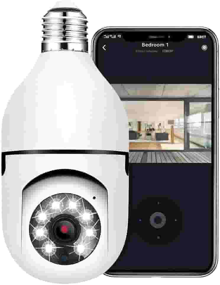 Câmera Lâmpada 360º Wi-Fi IP Segurança Espiã Inteligente Visão Noturna HD Áudio Bidirecional