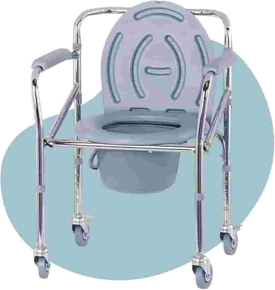 A Cadeira de Banho Inox Hospitalar Casa Dobrável e Desmontável Higiênica Idoso Adulto até 135kg Encosto e Apoio de braço, Leve de Fácil Montagem