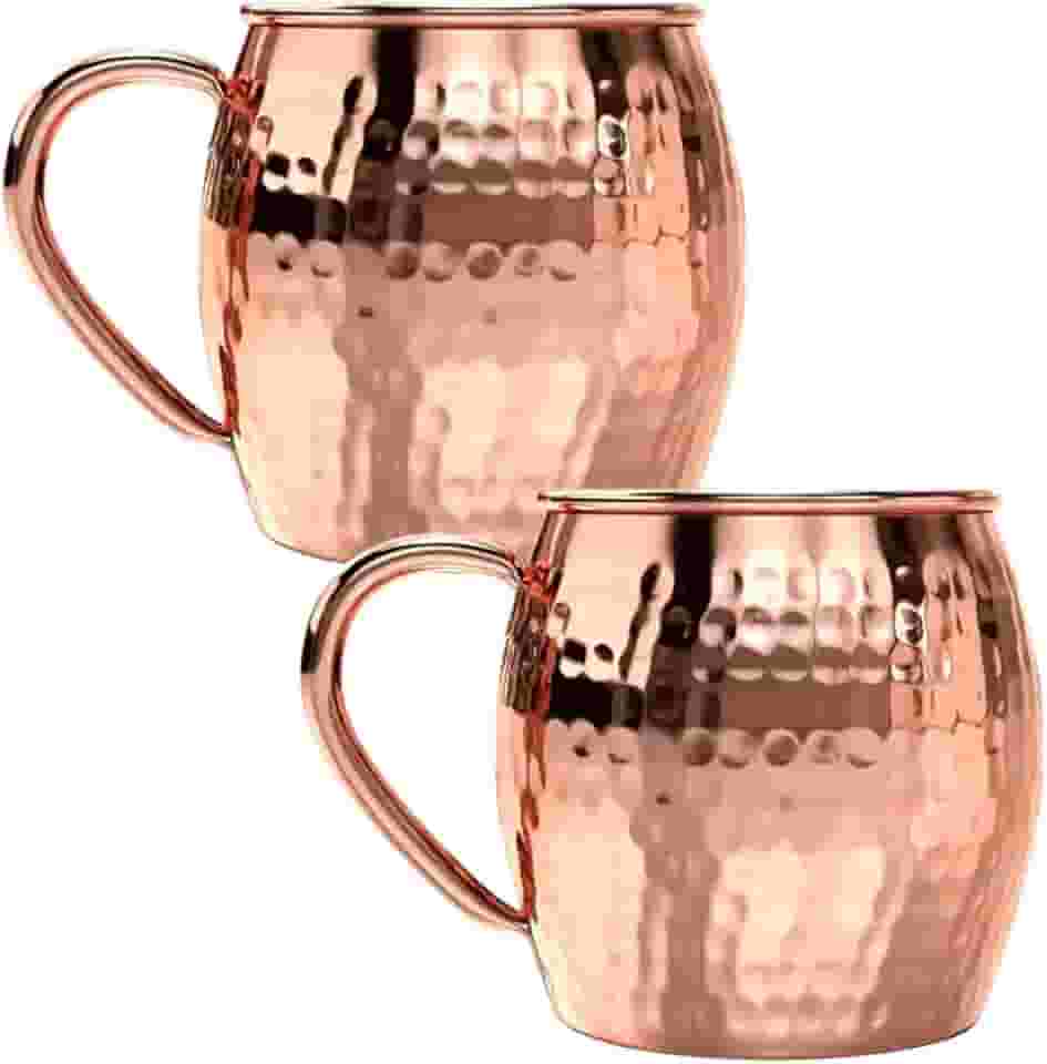 Conjunto de duas Canecas Moscow Mule Inox Rose 500ml Martelada Resistente Cor Cobre Ideal para Servir Drinks com Estilo e Elegância em Qualquer Ocasião