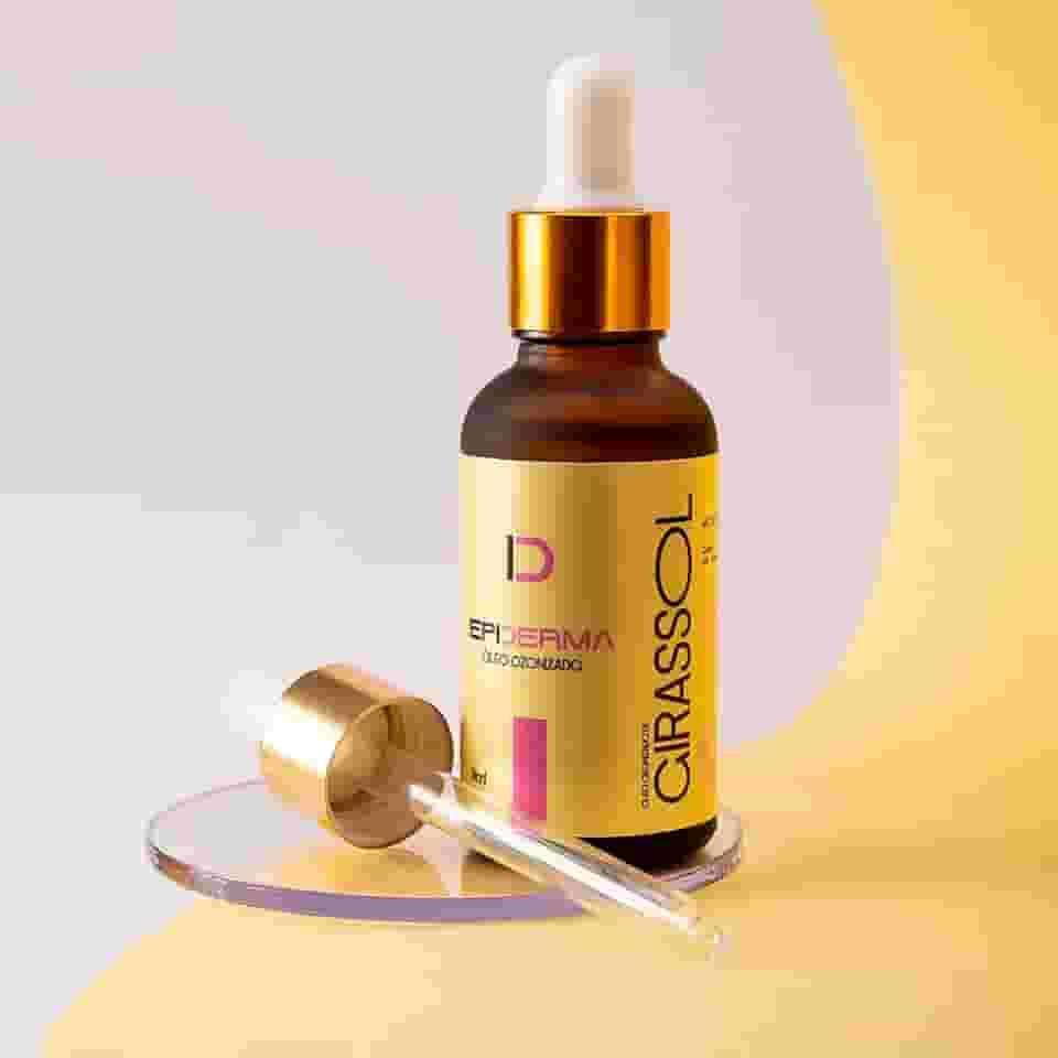 Óleo Ozonizado de Girassol Puro 30mL Cicatrizante Natural e Regenerador da Pele Epiderma