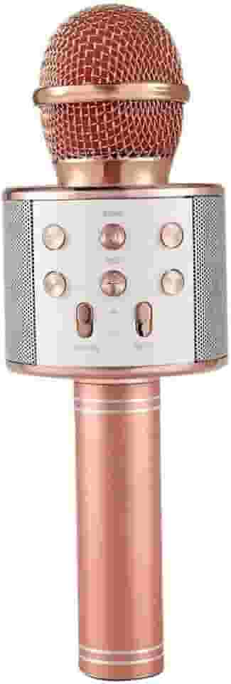 WS-858 Microfone de karaokê sem fio portátil, Player de karaokê portátil para celular Alto-falante HIFI Bluetooth embutido, Selfie 3-em-1 bateria de lítio recarregável Karaokê KTV MIC