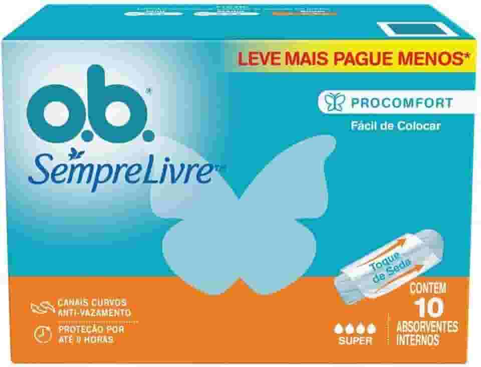 O.B. Absorvente Original Super, Branco, Pacote De 10 Unidades (Leve 10 pague 8)