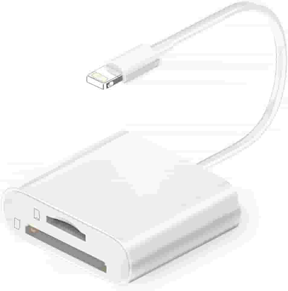 Leitor de cartão SD para iPhone/iPad, adaptador de câmera Lightning 2 em 1, leitor micro SD e TF, Plug and Play