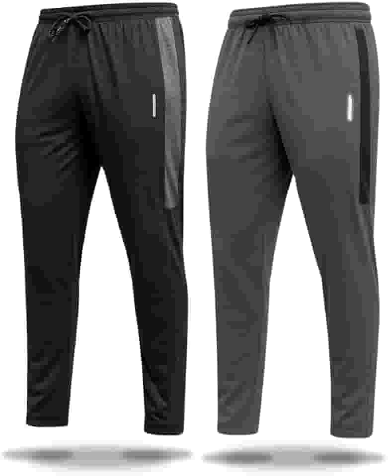 Kit 2 Calças Masculinas Esportivas Slim Fit Preto e Cinza Mescla Calça Comprida