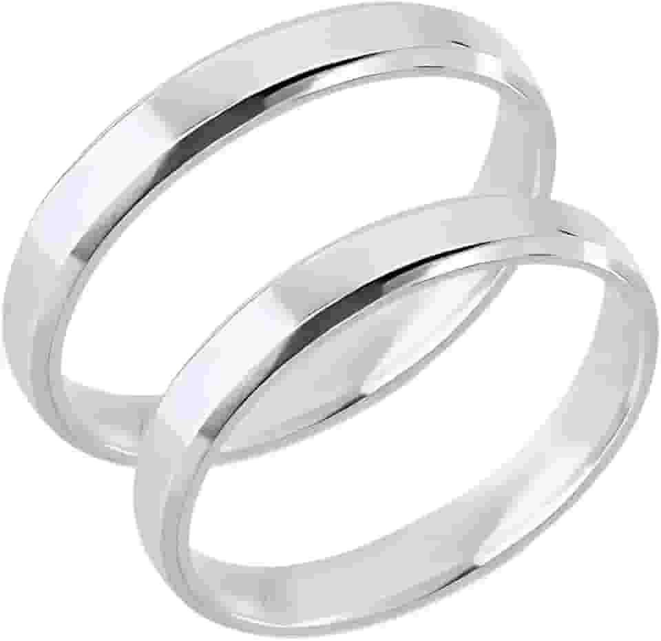 Par Aliança de Compromisso Chanfrada 3mm Prata Legítima