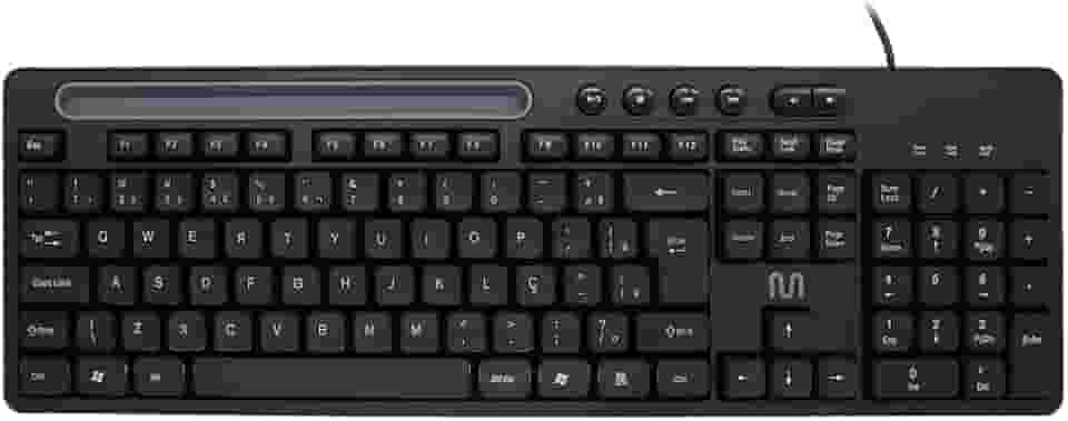 Teclado com Fio Multi USB com 6 Teclas Multimídia, Slot para Tablet até 10” e Teclas Silenciosas – Preto TC262