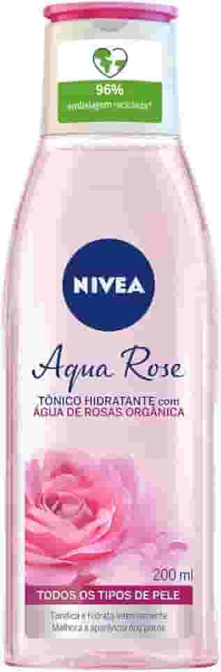 NIVEA Tônico Hidratante Aqua Rose 200ml - Cuidado Facial - Melhora a aparência dos poros, tonifica e finaliza a limpeza do rosto, além de hidratar intensamente com água de rosas orgânica