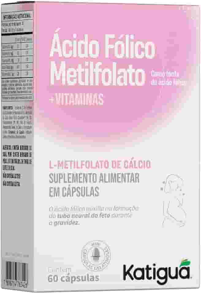 Katiguá, Ácido Fólico Metilfolato, Com vitaminas, Sem Sabor, 30 Cápsulas rígidas • 30 doses
