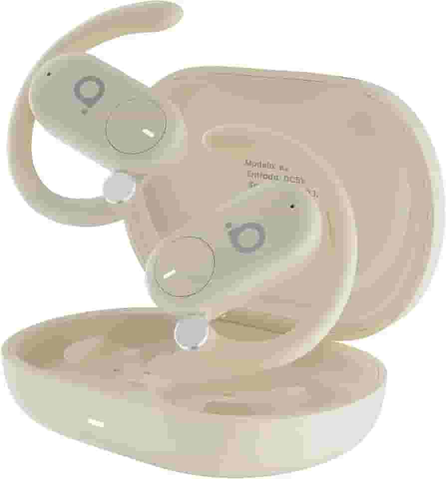 Fone de Ouvido Bluetooth 5.4 Hi-Fi, Cancelamento de Ruído ENC, IPX5 à Prova D'Água, Gancho Ajustável, 100h Standby, Compatível com Android/iOS (Bege)