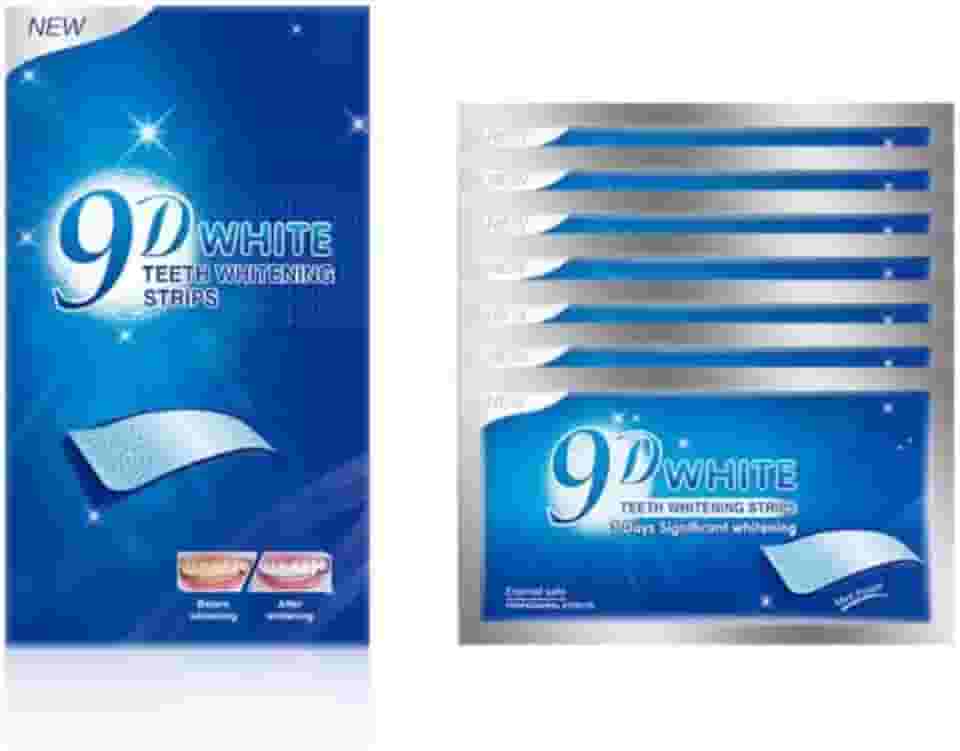 Fitas Branqueadoras White para Dentes, 9D, 14 fitas Adesivas Clareamento Dental fitas, 7 envelopes, Efeito em 3 Dias, ESPECIAL DENTE PREMIUM - Sabor Menta