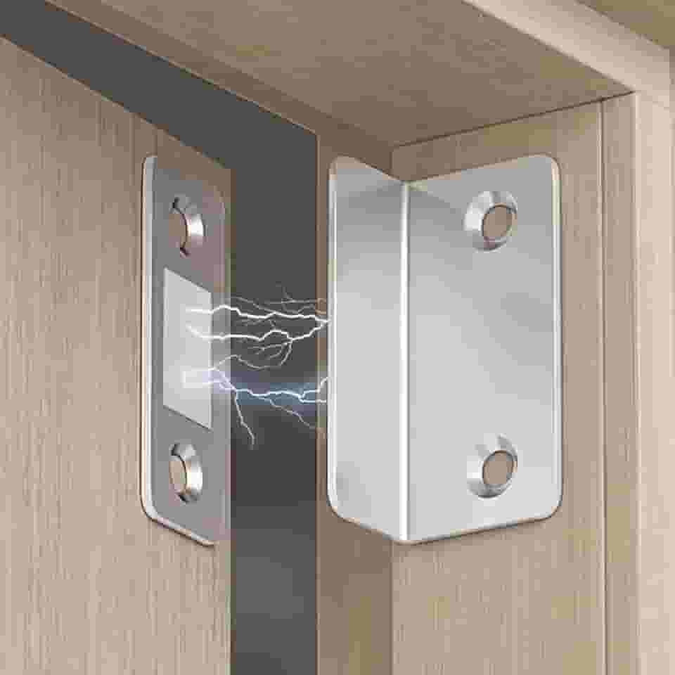 Pacote com 2 travas magnéticas de liga - Adesão forte invisível, montagem sem perfuração, liberação sem costura - ideal para armários, guarda-roupas, portas deslizantes - ferragens para reforma da