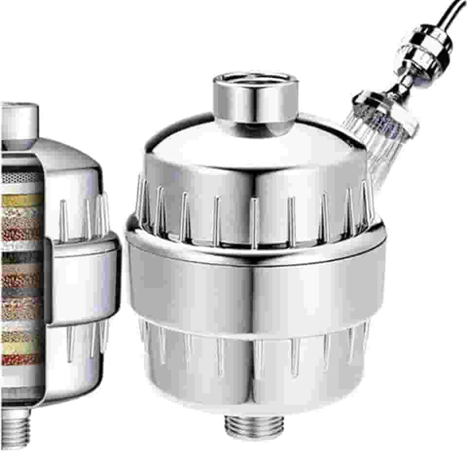 Filtro de Chuveiro 8 Estágios, Remove Cloro e Impurezas da Água, Purificador para Barra de Chuveiro, Cromado