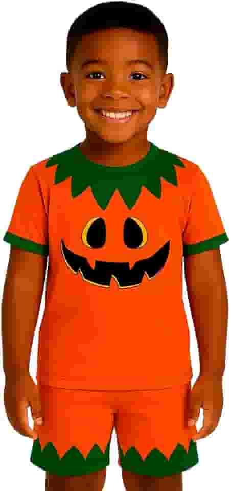 Conjunto Infantil Calupa Fantasia Temática Abóbora Halloween Camiseta e Short
