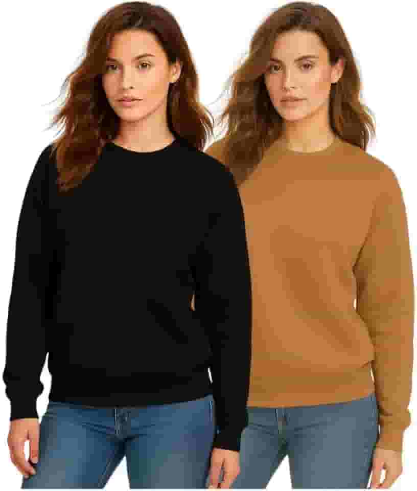 Kit 2 Casaco Moletom Gola Redonda Feminino Careca Blusa De Frio