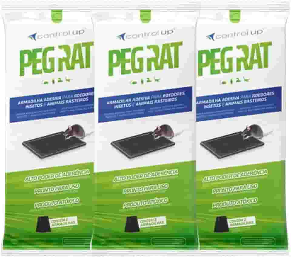 Kit 6 Peg Rat Ratoeira Adesiva Atóxica Pega Ratos Ratazanas Control Up Cola Rato