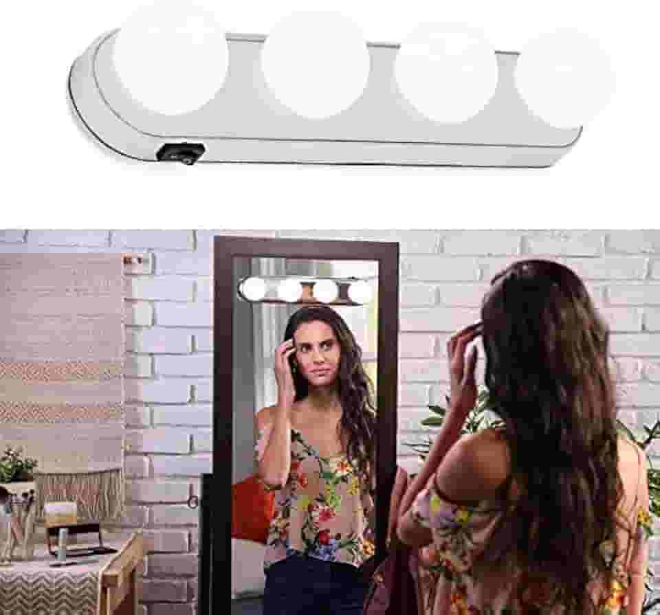 Luz de Espelho Maquiagem Camarim Led 4 Lampadas Sem Fio