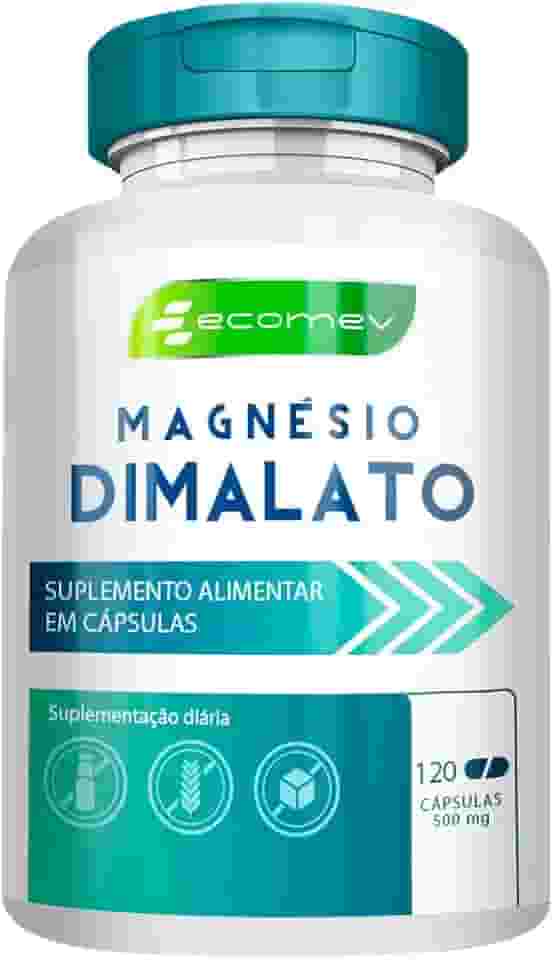 1Un Magnesio Dimalato 100% Puro 120Cáps Importado Maxima Absorção Ecomev
