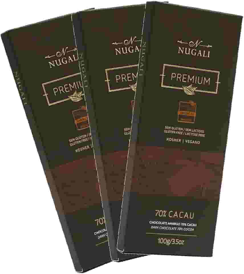 Kit Barra de Chocolate Amargo 70% – Nugali – 3 unidades de 100g