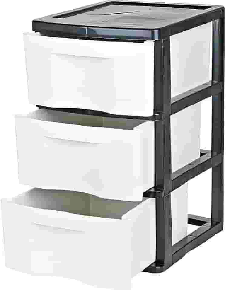 Gaveteiro com 3 Gavetas Grande Preto e Branco São Bernardo