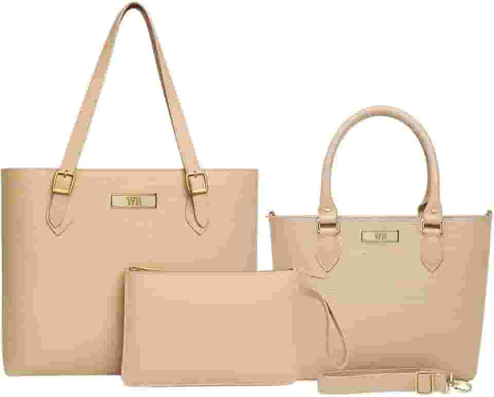 Kit 3 Bolsas Feminina Grande + Media + Baú