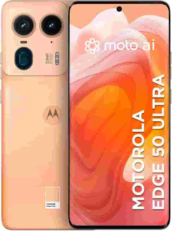 Smartphone Motorola Edge 50 Ultra 5G - 512GB 24GB (12GB RAM+12GB Ram Boost) 50MP Ultra-Pixel AI Camera IP68 NFC- Peach Fuzz Vegan Leather