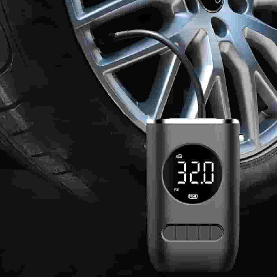 Compressor de ar portátil mini com inflador de pneu, bateria recarregável de 4000 mAh, bomba sem fio 150 PSI, luz de emergência LED e calibrador para carro, bicicleta, motocicleta e bola