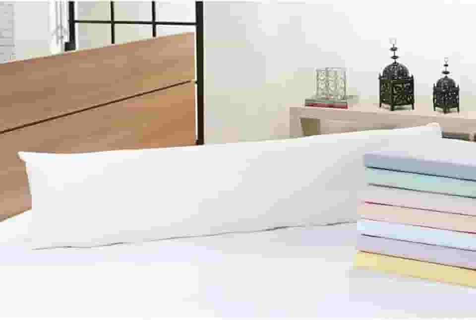 Xuxão Travesseiro de Corpo Antialérgico + Fronha 400 Fios Com Zíper (Branco)