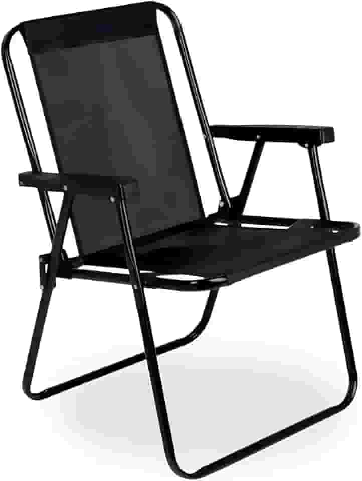 Cadeira Praia Alta de Aço Piscina Lazer 110kg Lillos Pet (Preto)