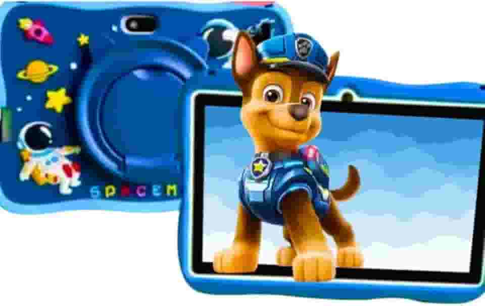 Tablet Infantil com Capa Protetora Espacial – Wi-Fi 2.4G, Compatível com YouTube, Acompanha Caneta, Escolha entre Rosa ou Azul (Carregador Exclusivo Incluso)