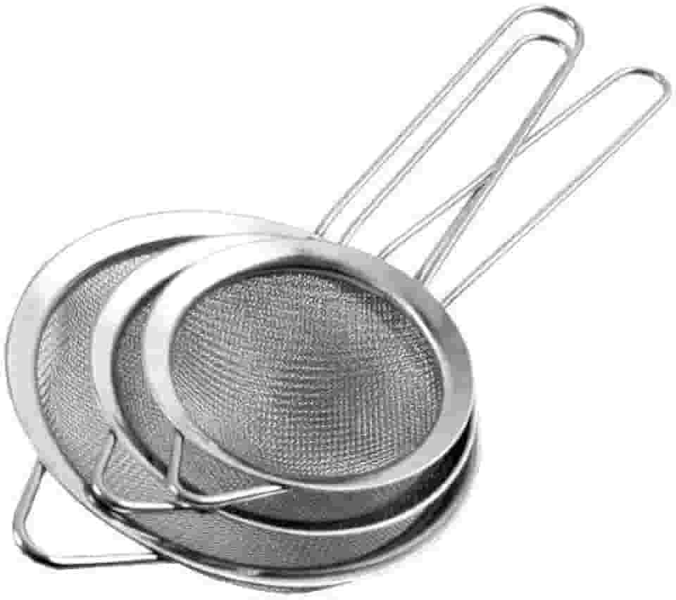 Kit 3 Peneiras em Inox para Coar Sucos e Líquidos