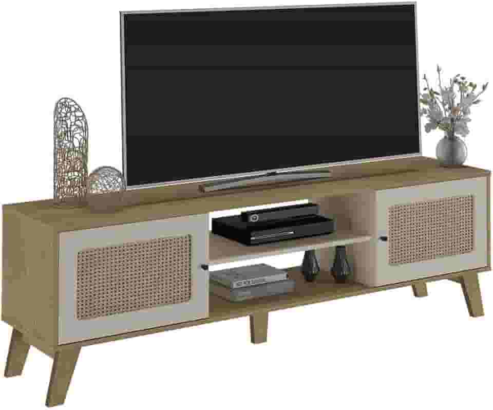 Rack para Tv ate 75" com 2 portas CHARLOTTE cor Carvalho/Off White - Artely