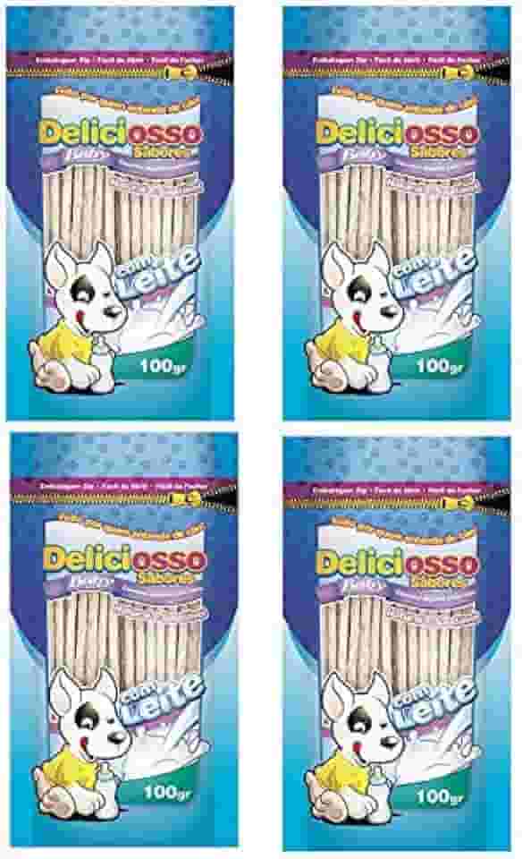 4 un Osso Deliciosso Baby Palito Fino Leite para Cães Filhotes Ossinho para cachorro filhote - 100 g