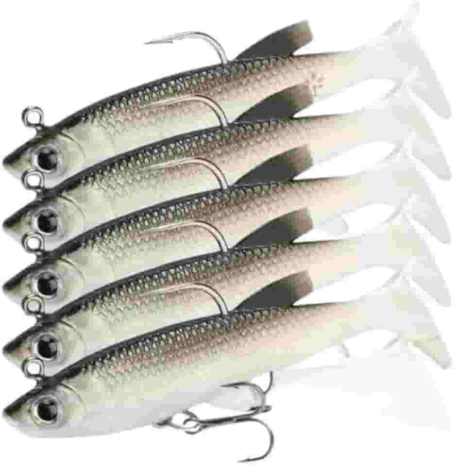 Kit 5 Iscas Artificiais Soft Bait – Tucunaré, Traíra e Corvina com Anzol Embutido