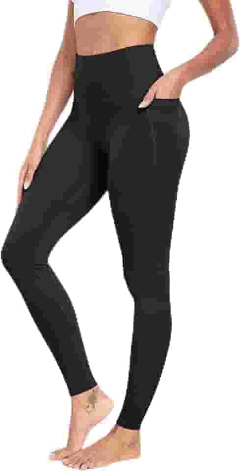 Leggings com bolsos para mulheres, calças de ioga para treino de cintura alta com controle de barriga