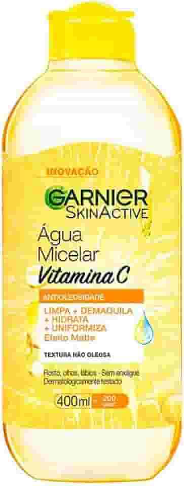 Garnier SkinActive, Água Micelar Antioleosidade com Vitamina C, Remove a Maquiagem e Ilumina a Pele com Ação Hidratante, Tonificante e Fórmula Oil Free, 400ml