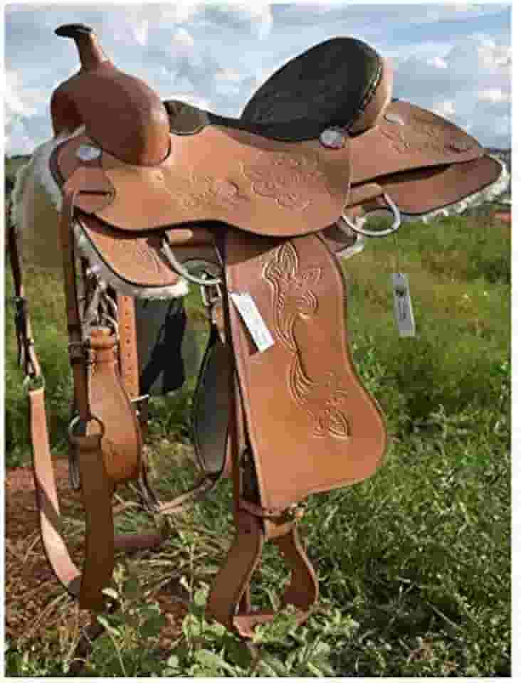 Sela Americana Laço em couro legítimo entalhada artesanalmente