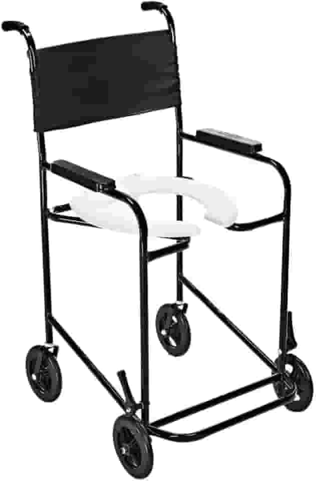 Cadeira de Banho com Rodas Higiênica para Idoso Portátil Segura e Confortável p/Banho e Sanitário