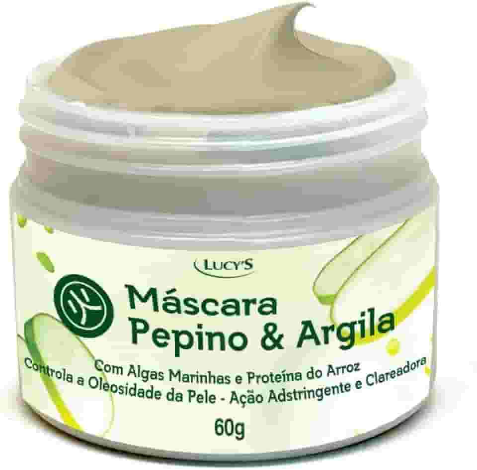Máscara Facial Pepino & Argila Com Alga Marinha e Proteina de Arroz - Adstringente e Clareadora 60g