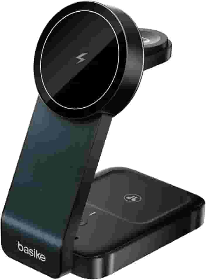 Carregador Sem Fio 3 em 1 15W Dobrável Rápido, Estação Indução Wireless, Compatível com iPhone, iWatch e AirPods, WXC149-preto