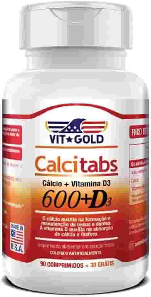 Calcitabs - Cálcio 600 mg + Vitamina D3 Vitgold com 90 comp.