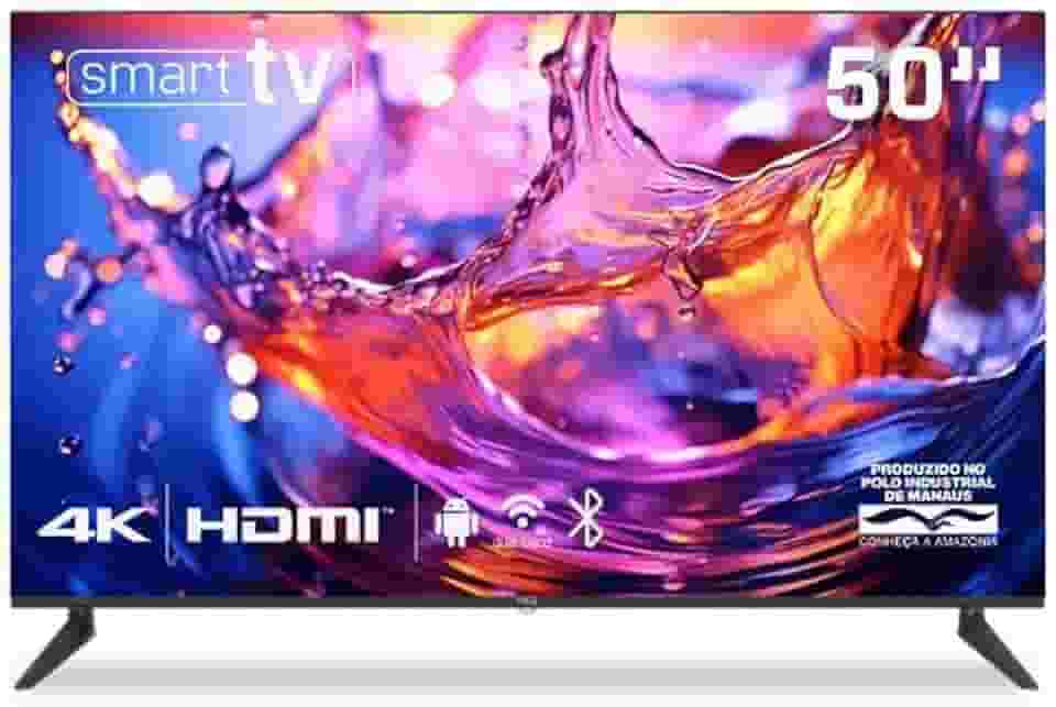 Smart TV HQ 50" UHD tela sem bordas Android 13 design Slim HQS50NKHM