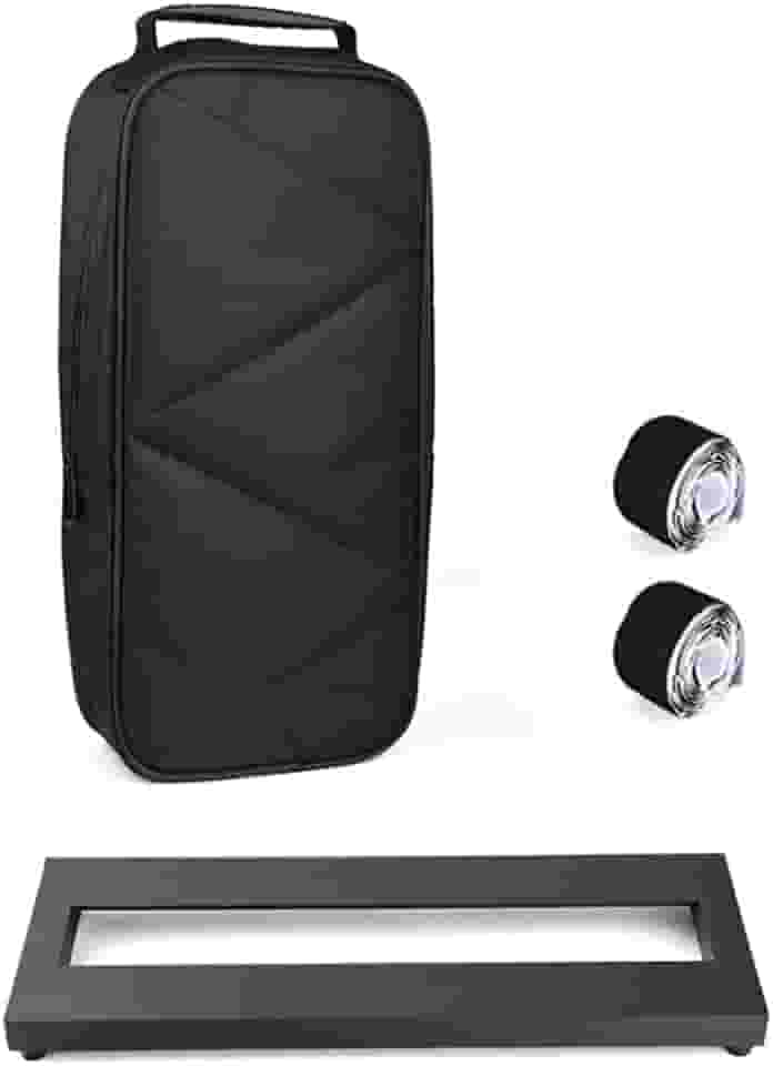 Pedaleira para guitarra e baixo pedal pequeno mini pedaleira com bolsa de transporte, 2 peças de fita para pedais 38 x 12,7 cm