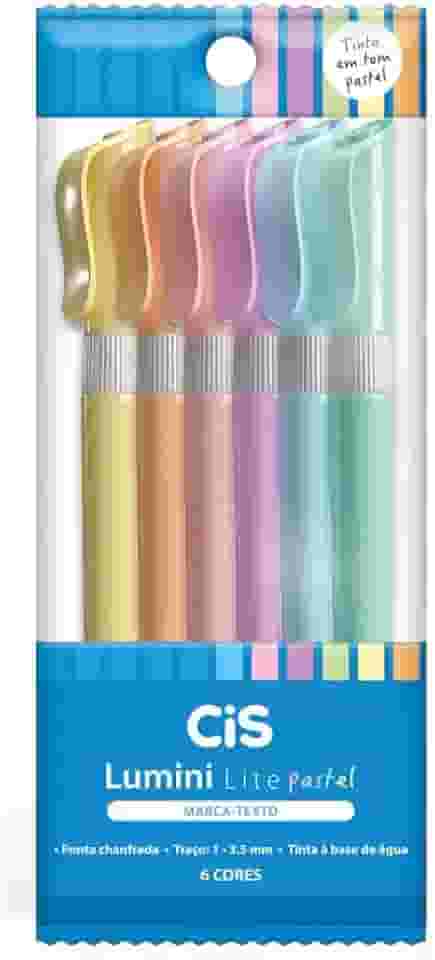 Marca-texto CIS Lumini Lite Pastel, Estojo com 6 cores
