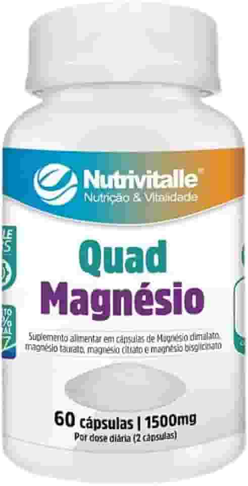 Quad Magnésio Malato + Taurato + Citrato + Bisglicinato Nutrivitalle 60 Cápsulas